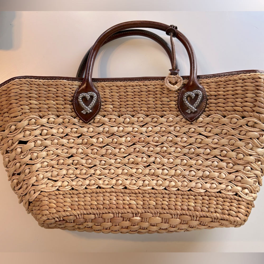BRIGHTON - Vintage Straw and Leather Tote